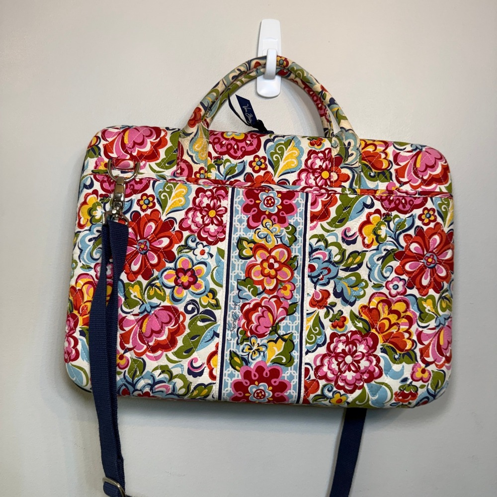 Vera Bradley Hope Garden Floral Quilted Laptop Messenger Bag Crossbody Tech Case - Picture 9 of 10